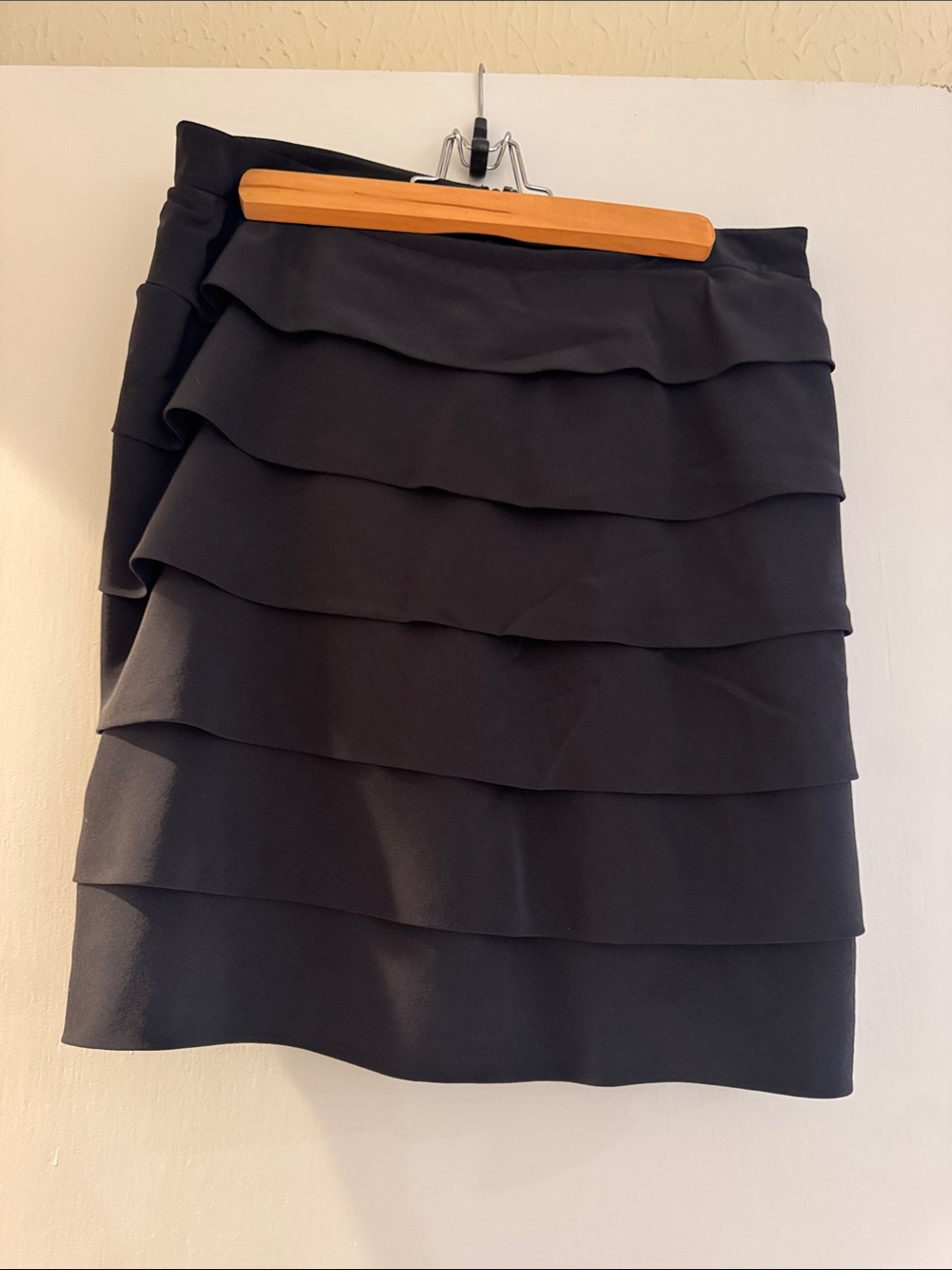 Tory Burch Black Layered Ruffle Mini Skirt